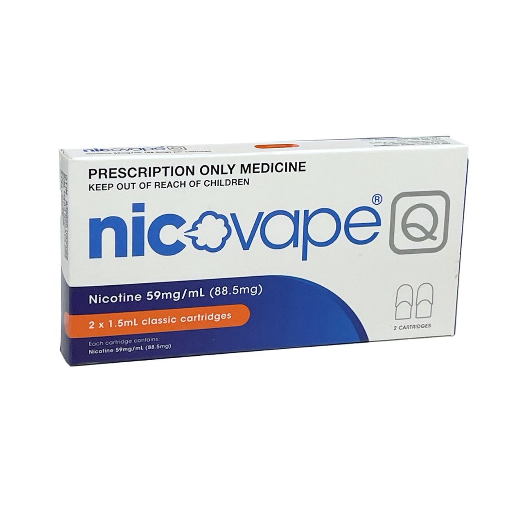 Nicovape Q Nicotine 59mg/mL (88.5mg) - 2 x 1.5mL Cartridges (Coolmint / Classic Flavor)