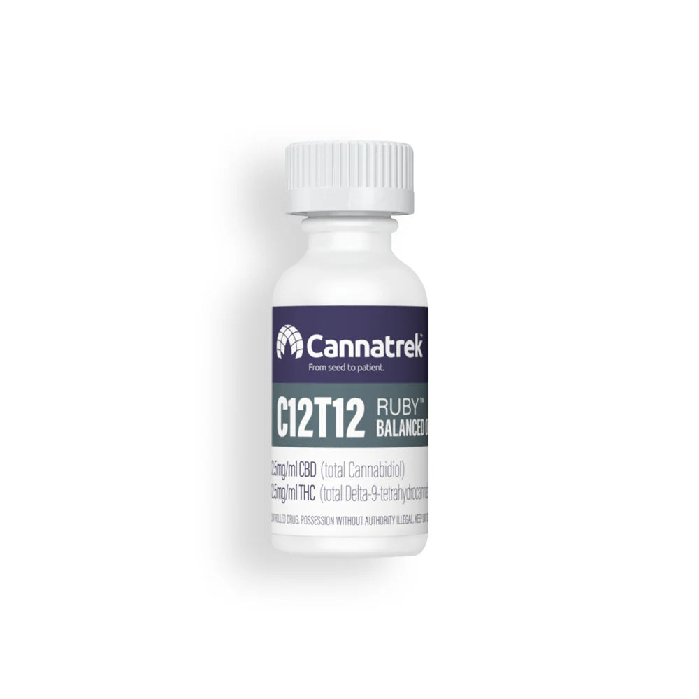 Cannatrek Ruby Balanced THC 12mg/ml CBD 12mg/ml Cannabis Oil - 30mL