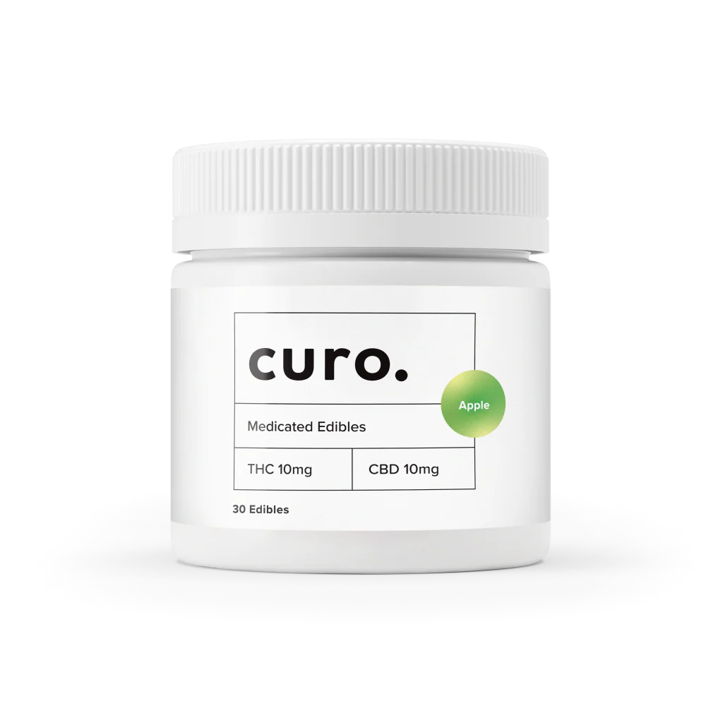 Curo Apple Balanced THC 10mg CBD 10mg Medicated Cannabis Edibles - 30 Pastilles