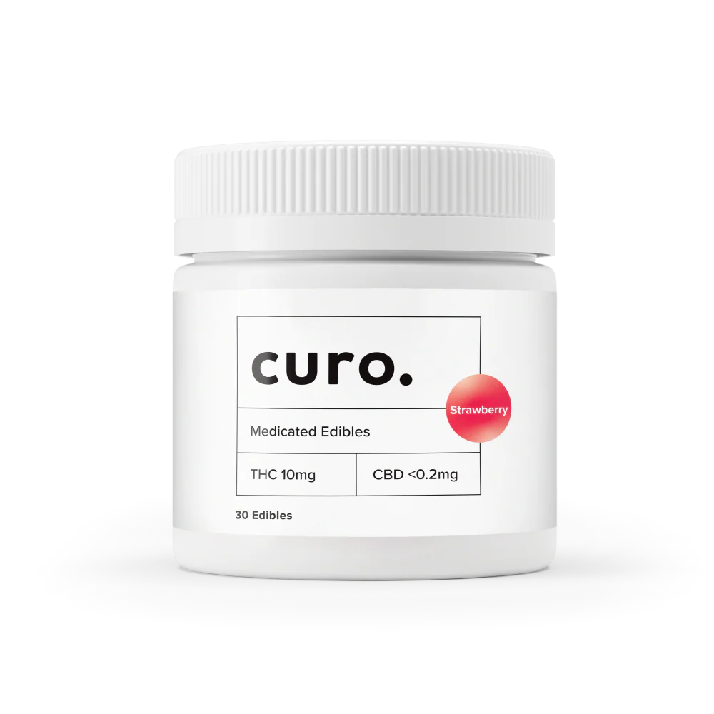 Curo Strawberry THC 10mg Medicated Cannabis Edibles - 30 Pastilles