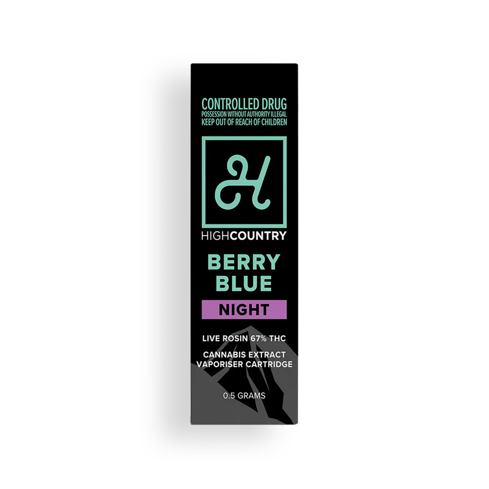 Highcountry Live Rosin NIGHT (Berry Blue) Cartridge 67% THC 510 Cannabis Vape Inhalation - 0.5g