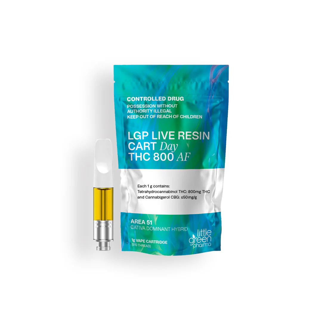 Little Green Pharma LGP Live Resin Day (Area 51) Cartridge THC 800mg 510 Cannabis Vape Inhalation - 1g