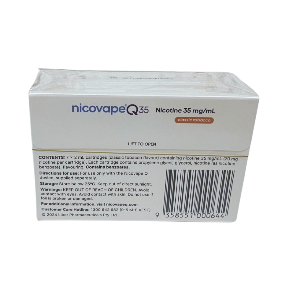Nicovape Q35 Nicotine 35mg/ml (7x2ml) Cartridges