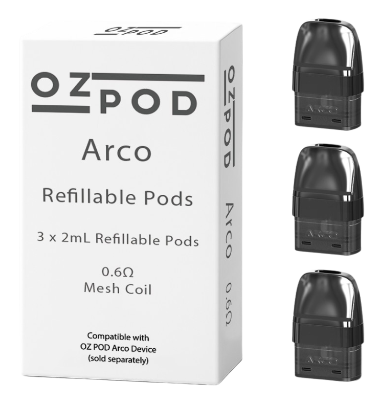 OzPod Arco Refillable Pods x 3 2ml 0.6ohms (for Vaping Kit Nicotine Vaporiser Vape Device)
