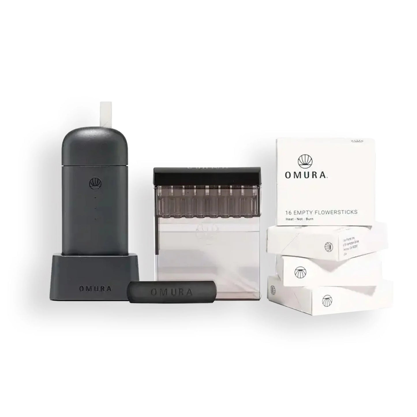 Omura X1 Vaporizer Portable Dried Herb Vaporiser Device - Bundle with Home Filling System & 64 Empty Flowersticks - Black