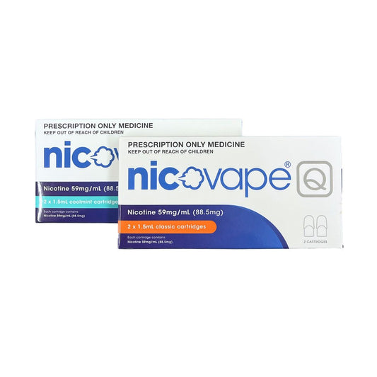 Nicovape Q Nicotine 59mg/mL (88.5mg) - 2x1.5mL Cartridges Coolmint - For Old Device