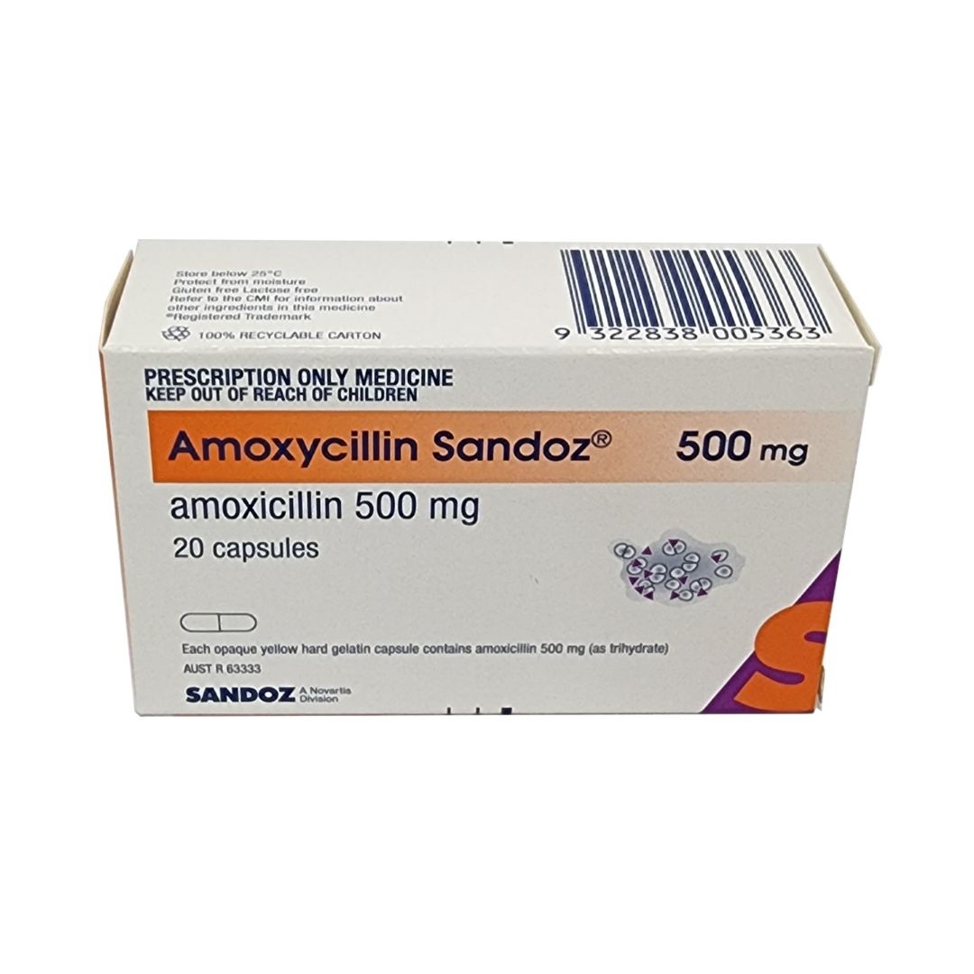 Amoxycillin Sandoz 500mg Capsules 20