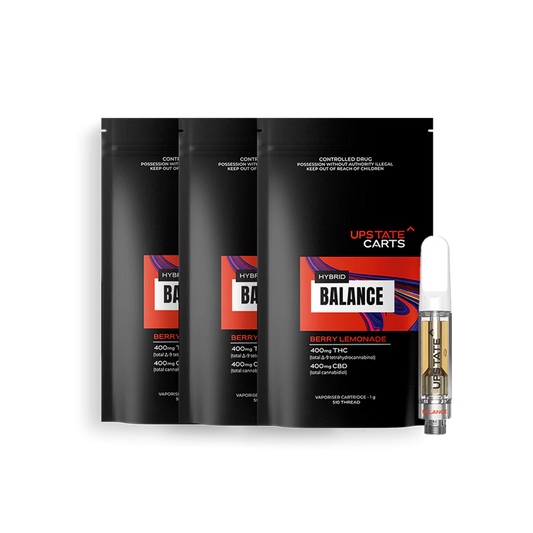 Upstate Balanced Berry Lemonade Cartridge THC 400mg CBD 400mg 510 Cannabis Vape Inhalation - 3x1g