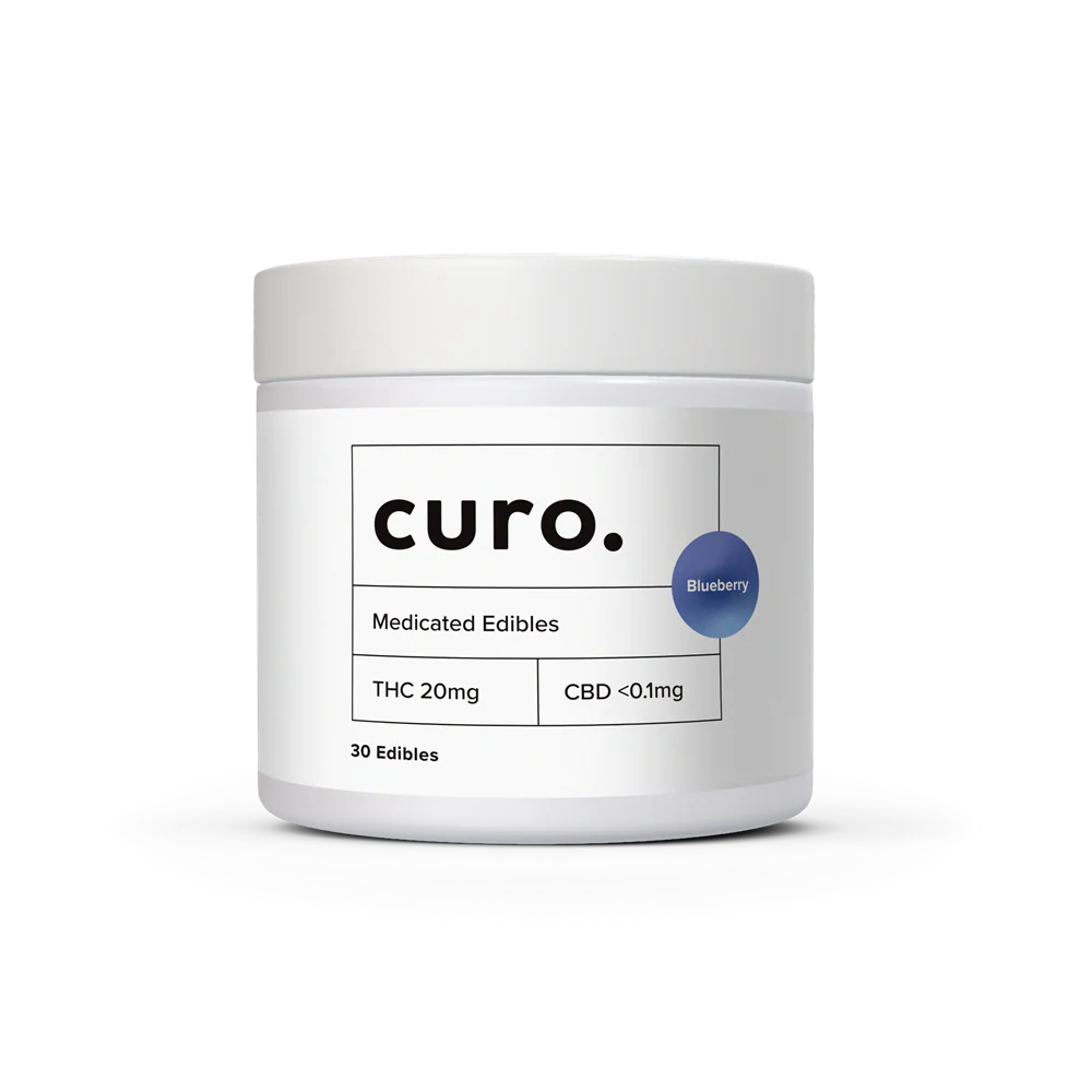 Curo Blueberry THC 20mg Medicated Cannabis Edibles - 30 Pastilles