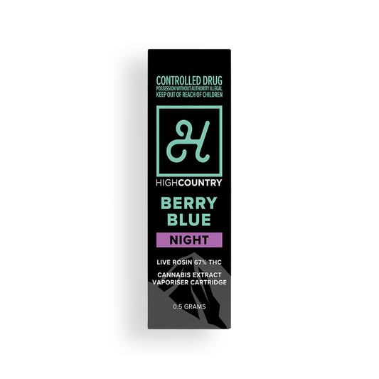 Highcountry Live Rosin NIGHT (Berry Blue) Cartridge 67% THC 510 Cannabis Vape Inhalation - 0.5g