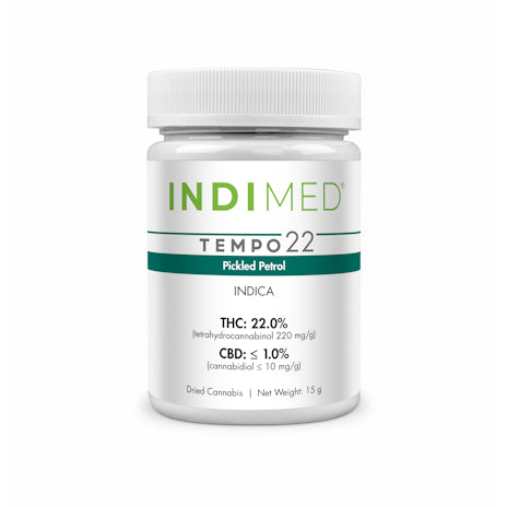 Indimed Tempo Indica THC 22 Pickled Petrol Dried Cannabis Flower 15g