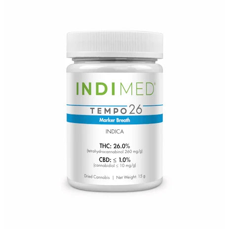 Indimed Tempo Indica THC 26 Marker Breath Dried Cannabis Flower 15g