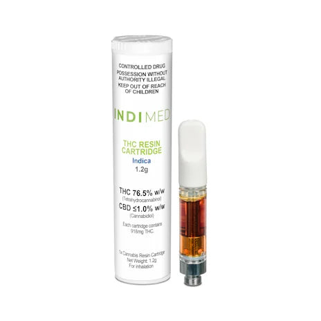 IndiMed Indica Cartridge THC 765mg/g CBD 10mg/g Cannabis Vape Inhalation 1.2g