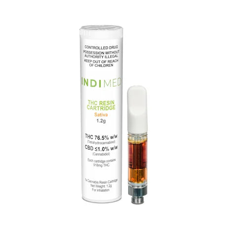 IndiMed Sativa Cartridge THC 765mg/g CBD 10mg/g Cannabis Vape Inhalation 1.2g