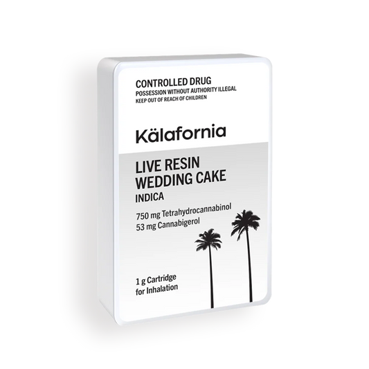 Kalafornia Live Resin Indica (Wedding Cake) Cartridge THC 750mg 510 Cannabis Vape Inhalation - 1g