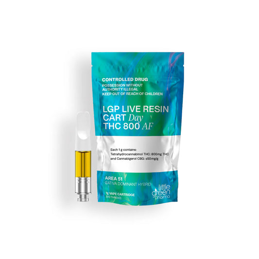 Little Green Pharma LGP Live Resin Day (Area 51) Cartridge THC 800mg 510 Cannabis Vape Inhalation - 1g