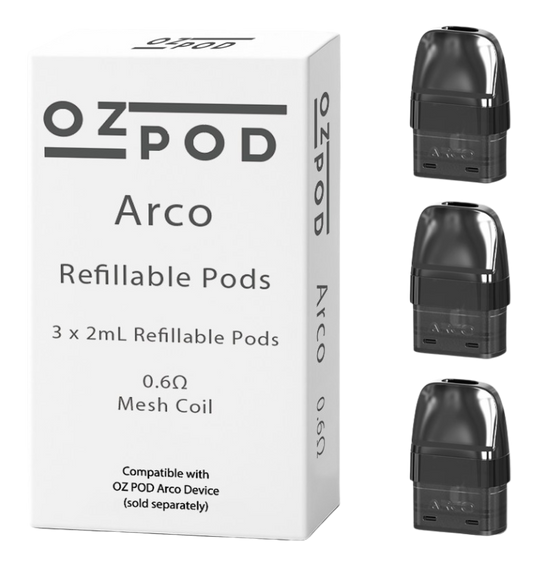 OzPod Arco Refillable Pods x 3 2ml 0.6ohms (for Vaping Kit Nicotine Vaporiser Vape Device)