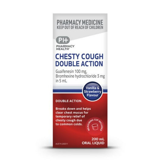 Pharmacy Health Chesty Cough Double Action Vanilla & Strawberry 200ML