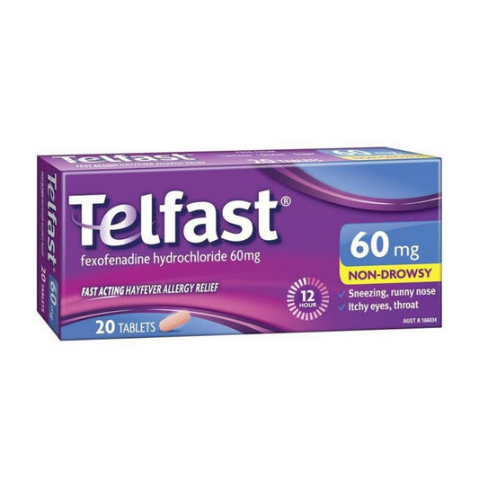 Telfast Hayfever Allergy Relief 60mg 20 Tablets