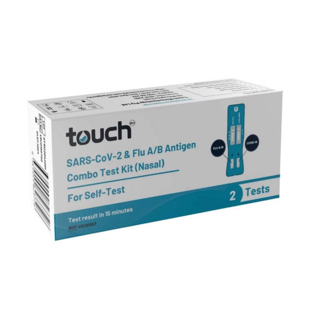 TouchBio Flu AB & Covid-19 Test Kit Nasal 2 Tests