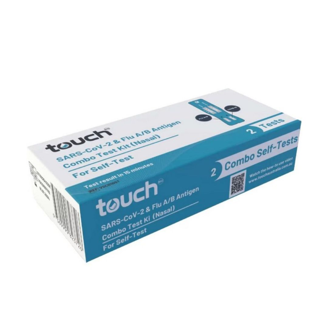 TouchBio Flu AB & Covid-19 Test Kit Nasal 2 Tests