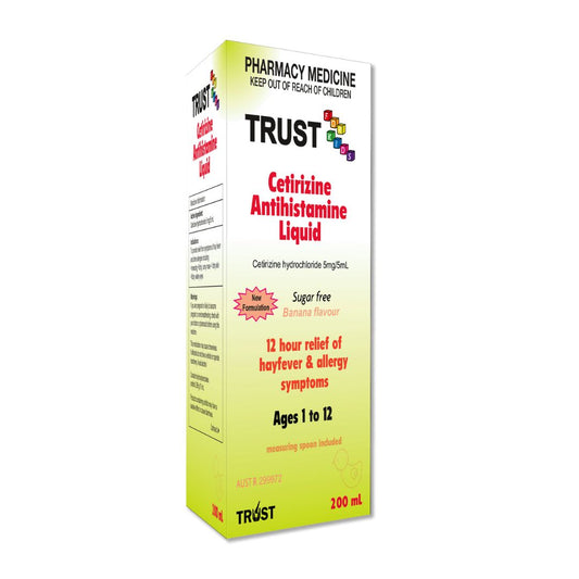 Trust Cetirizine Antihistamine Liquid for Kids Banana Flavour 200ML