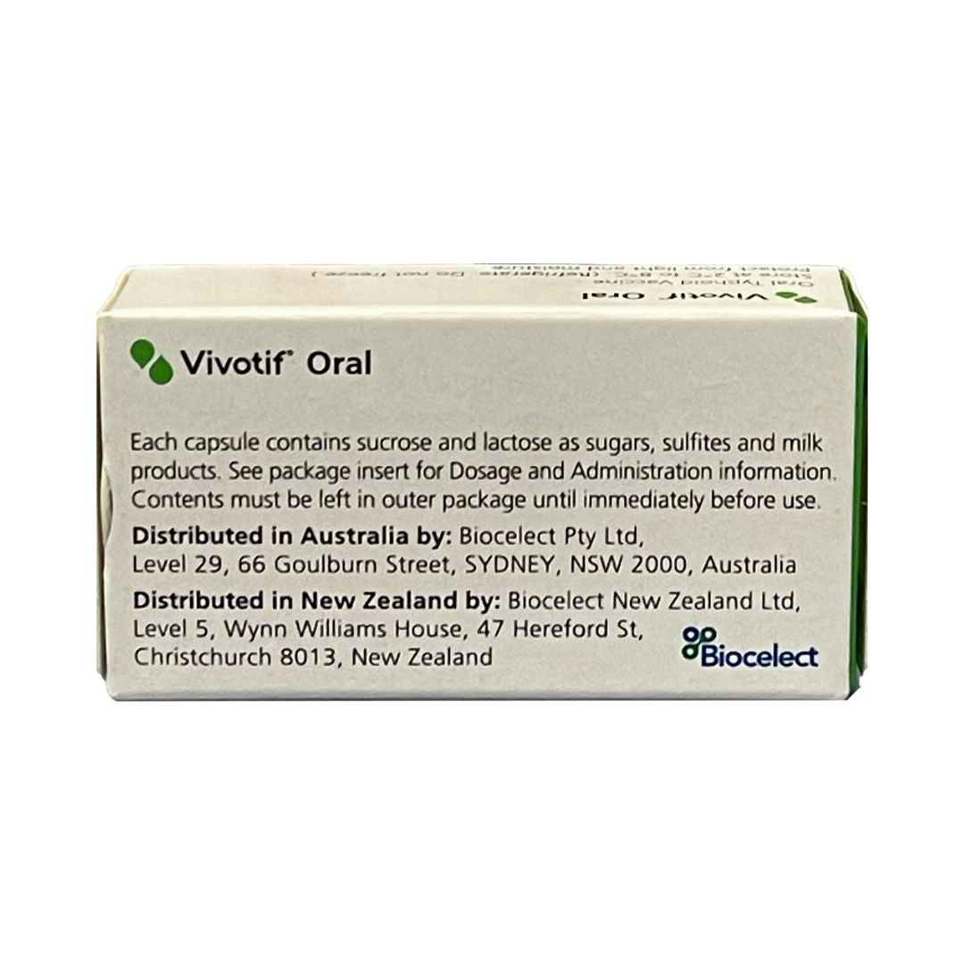 Vivotif Oral Capsules 3 - Monovalent Oral Live Attenuated Typhoid Vaccine