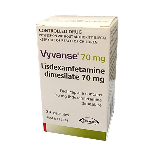 Vyvanse 70mg Capsules 30 (Authority Script) - Lisdexamfetamine